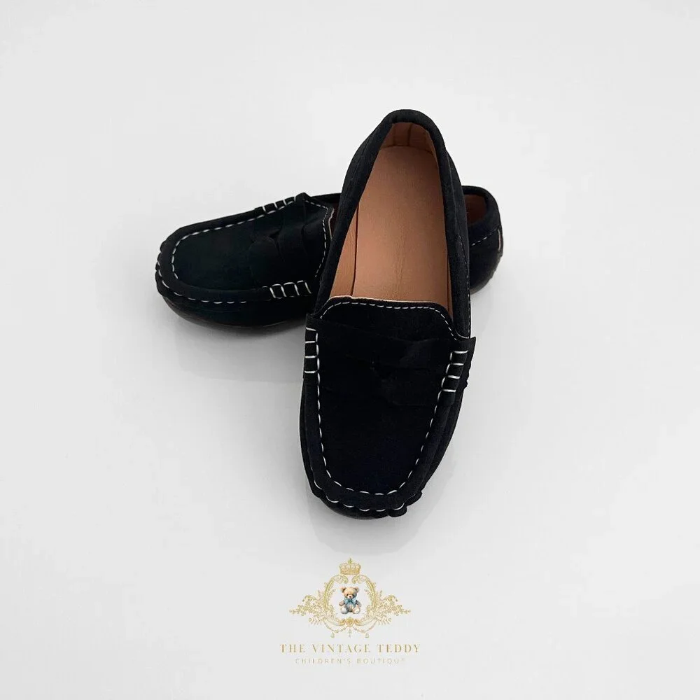 NWT Handsome Boys Vintage Style Classic Loafers Cute Children's Shoes Black 11